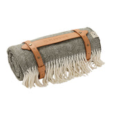 Forte Dei Marmi Herringbone Pattern Italian Cotton Throw with Vegan Bridle (Twin Size)