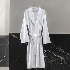 Accappatoio in stile kimono Dante con tessuto a nido d'ape (bianco)