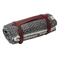 Coperta in cotone italiano con motivo geometrico di Garfagnana e lacci vegani (taglia Twin)