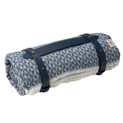 Coperta in cotone italiano con motivo geometrico di Garfagnana e lacci vegani (taglia Twin)