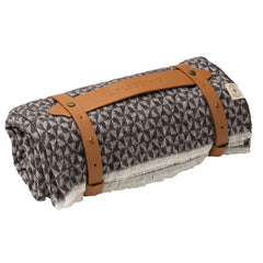 Coperta in cotone italiano con motivo geometrico di Garfagnana e lacci vegani (taglia Twin)