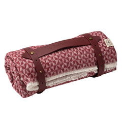 Coperta in cotone italiano con motivo geometrico di Garfagnana e lacci vegani (taglia Twin)