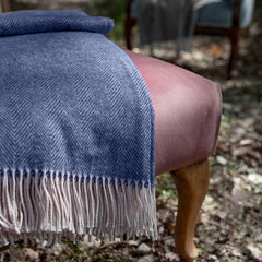 Coperta in cotone italiano con motivo a spina di pesce Forte Dei Marmi con passante vegano (taglia twin)