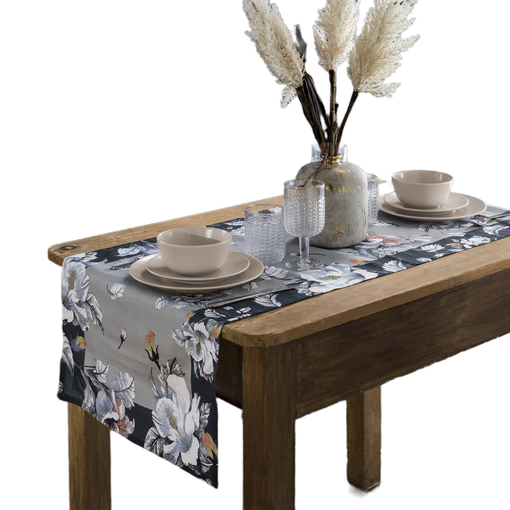Camino de mesa con estampado digital Harlow (Gris)